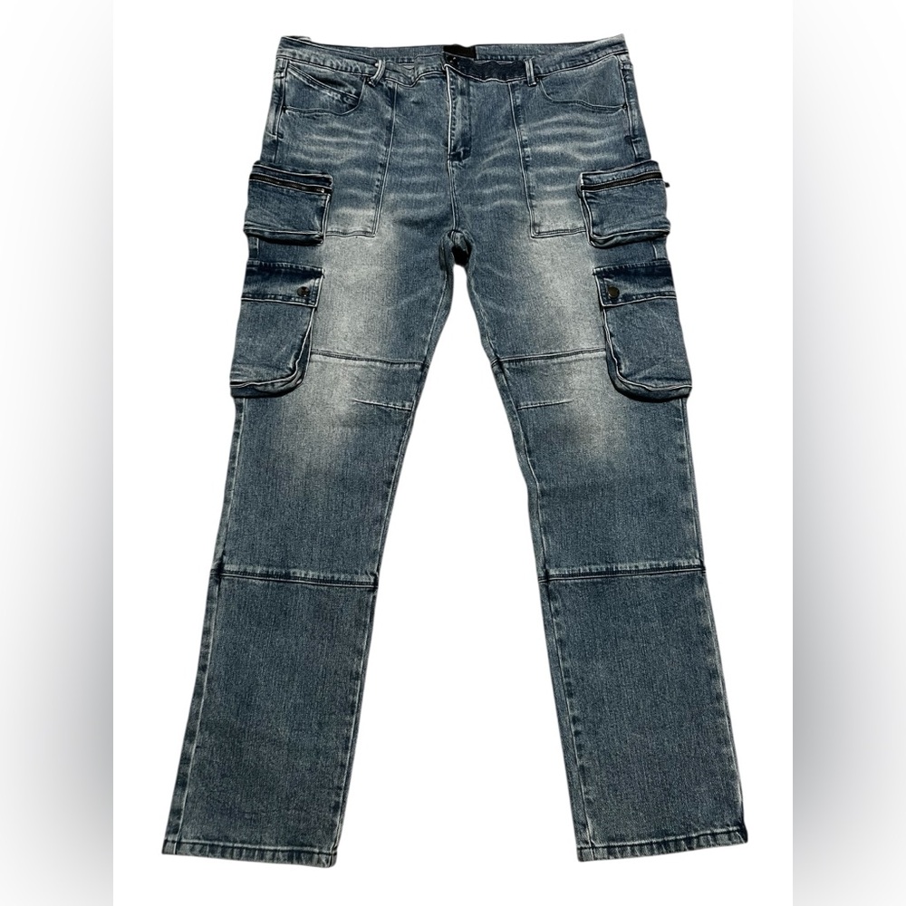 RtA men’s slate cargo skinny jeans vintage indigo pants denim size 42